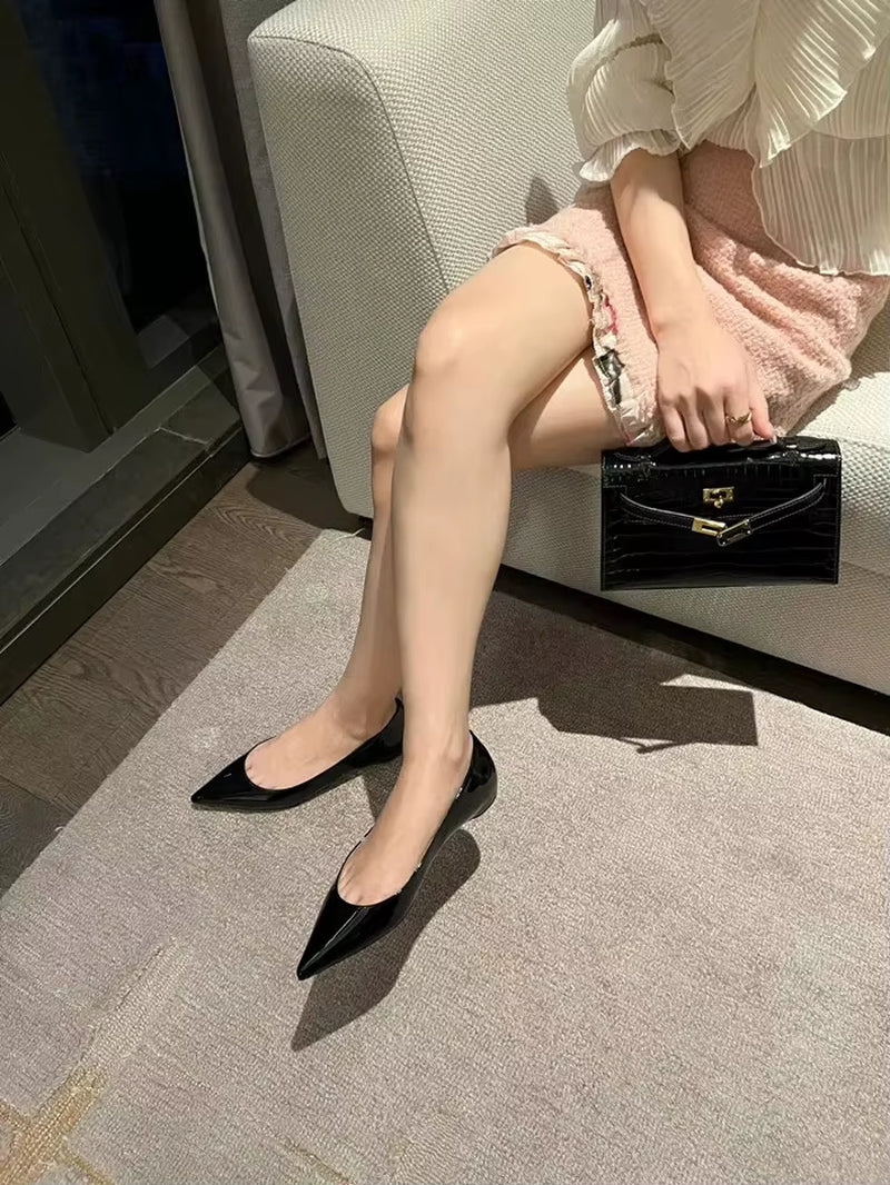 2025 Spring New Women'S Single Shoes High Quality Genuine Leather Women'S Shoes Sexy Party Women'S Shoes Wine Red Office Shoes