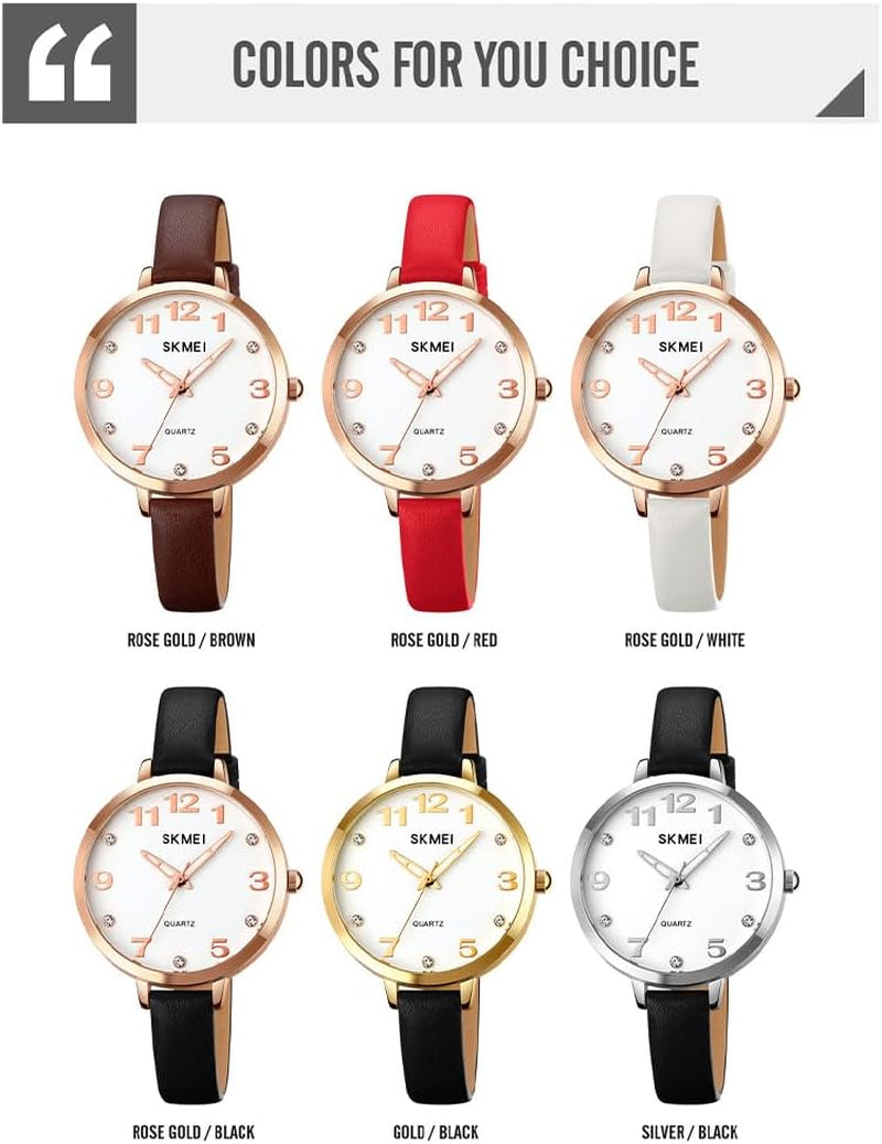 Watches for Women Ladies Leather Band Fashion Simple Light Minimalist Thin Easy Read Big Face Waterproof Casual Dress Girls Gifts Black Wrist Watch