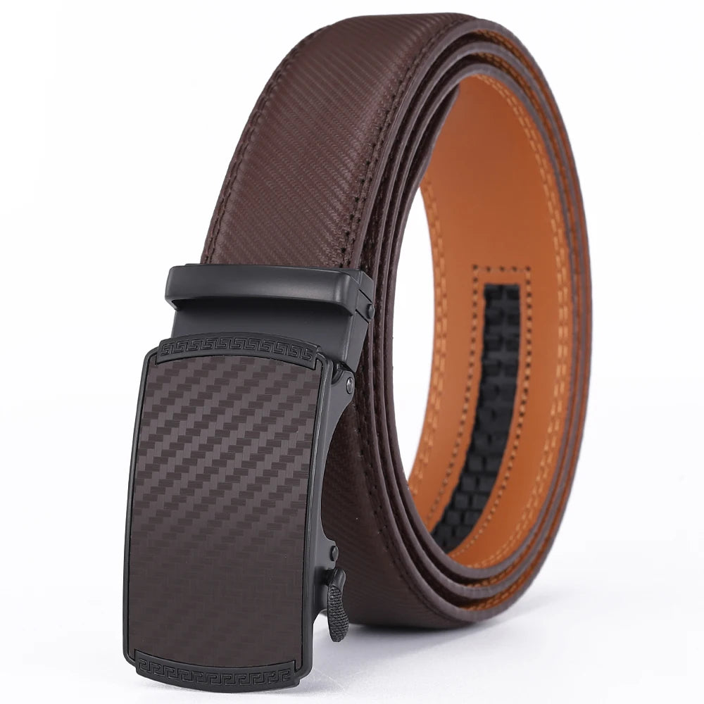 Leather Alloy Automatic Buckle Belt For Men