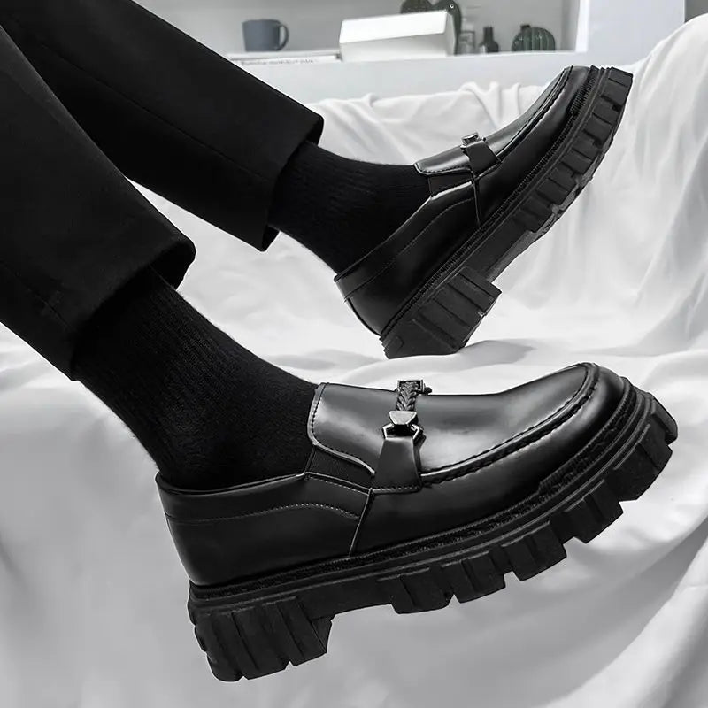 Business Leather Round Toe Height Increasing Platform Shoes for Men (Free Shipping)