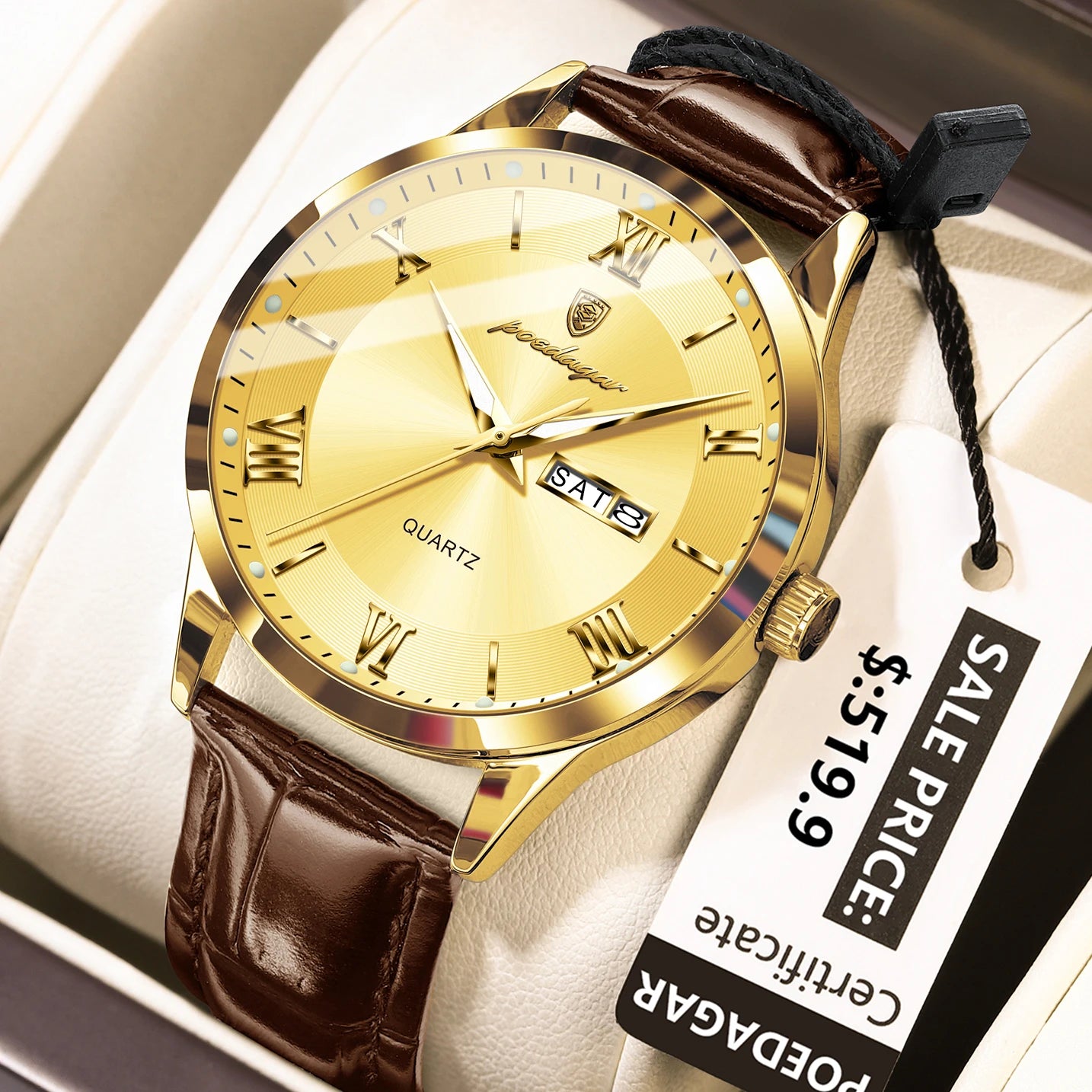 POEDAGAR Waterproof Luminous Watch For Men