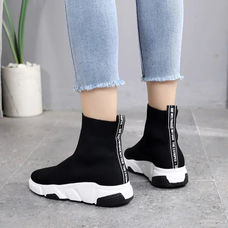 Thick Platform Shoes Women'S Breathable Weave Footwear Woman Kint Casual Shoes Spring Autumn Ladies outside Walk Vulcanize Shoe
