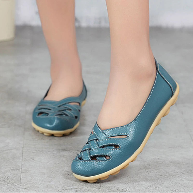 Genuine Leather Women'S Shoes Flats Loafers Ladies Shoes Slip on Women'S Loafers Femme Moccasins Female Ballet Tenis Feminino