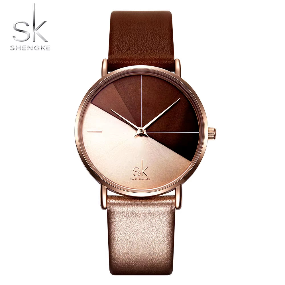 SK Luxury Leather Watches Women Creative Fashion Quartz Watches for Reloj Mujer 2019 Ladies Wrist Watch  Relogio Feminino
