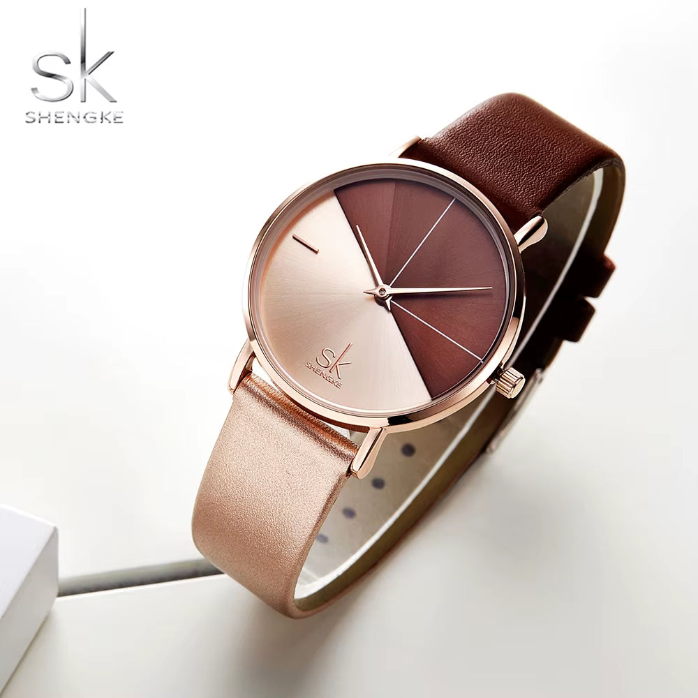 SK Luxury Leather Watches Women Creative Fashion Quartz Watches for Reloj Mujer 2019 Ladies Wrist Watch  Relogio Feminino