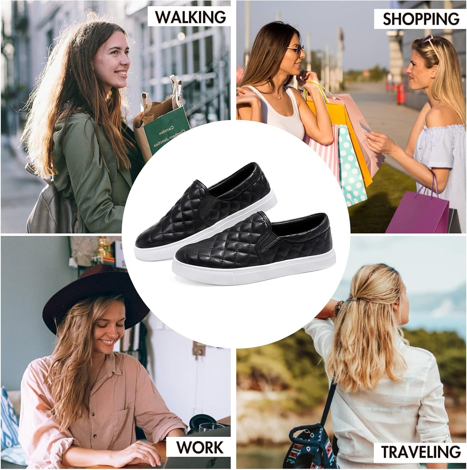 Women'S Loafers Slip on Sneakers Memory Foam Comfort Casual Sneakers for Women Black