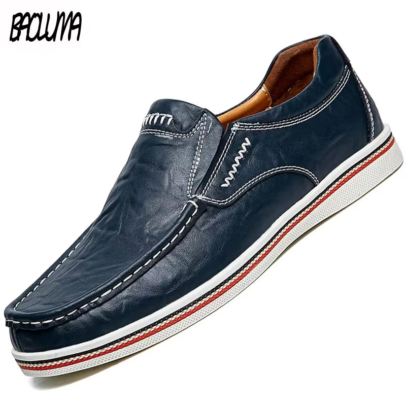 Men's Leather Casual Loafers - Breathable Moccasins for Parties and Driving