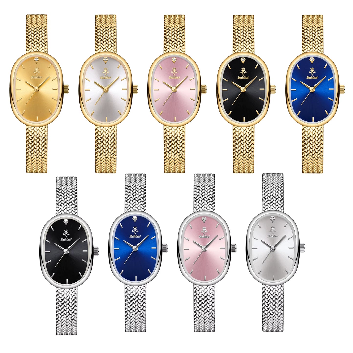 Brand Fashion Women'S Quartz Watch Slim Metal Woven Strap Women'S Watches Niche Trend Watches Gift Set