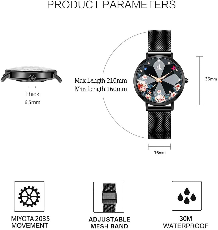 Creative Ultra Thin Minimalist Starry Sky Flower Dial Women Watch with Stainless Steel Mesh Band Genuine Leather Elegant Women Watches