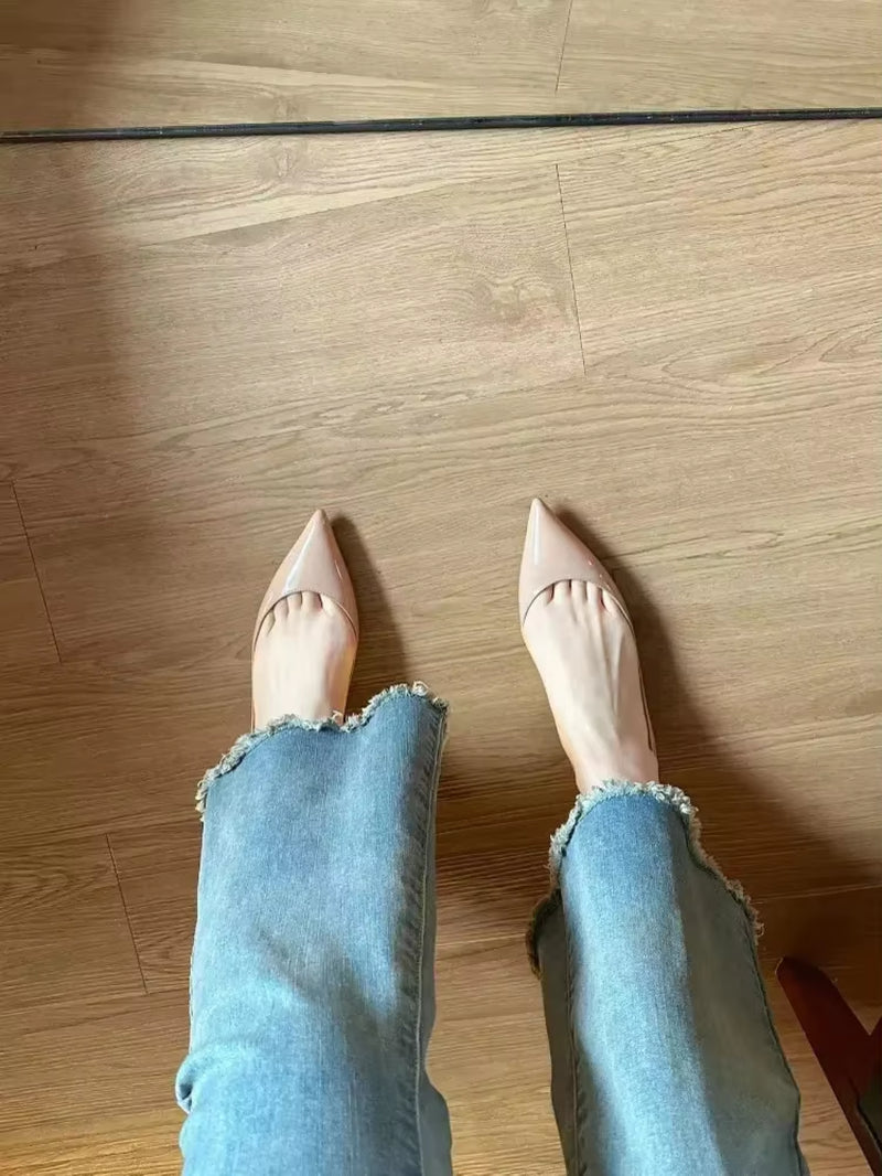 2025 Spring New Women'S Single Shoes High Quality Genuine Leather Women'S Shoes Sexy Party Women'S Shoes Wine Red Office Shoes