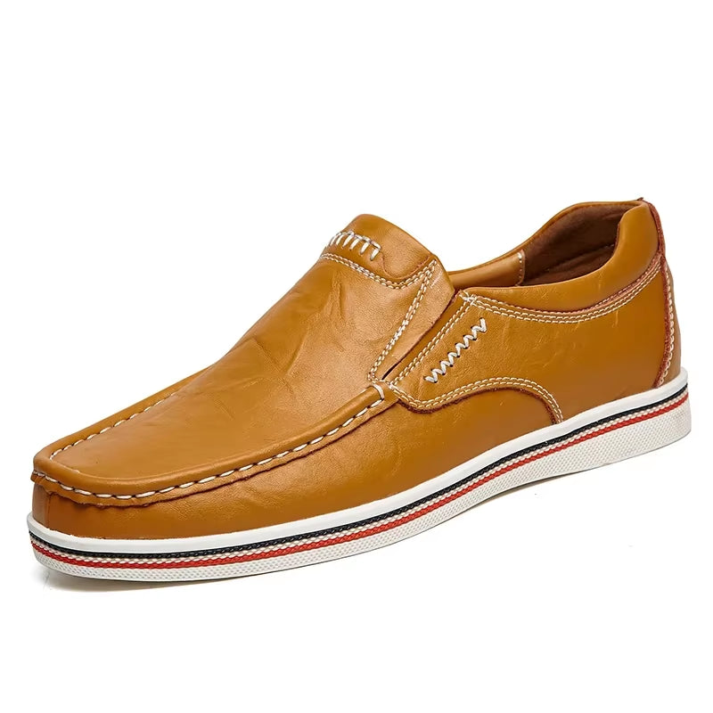 Men's Leather Casual Loafers - Breathable Moccasins for Parties and Driving
