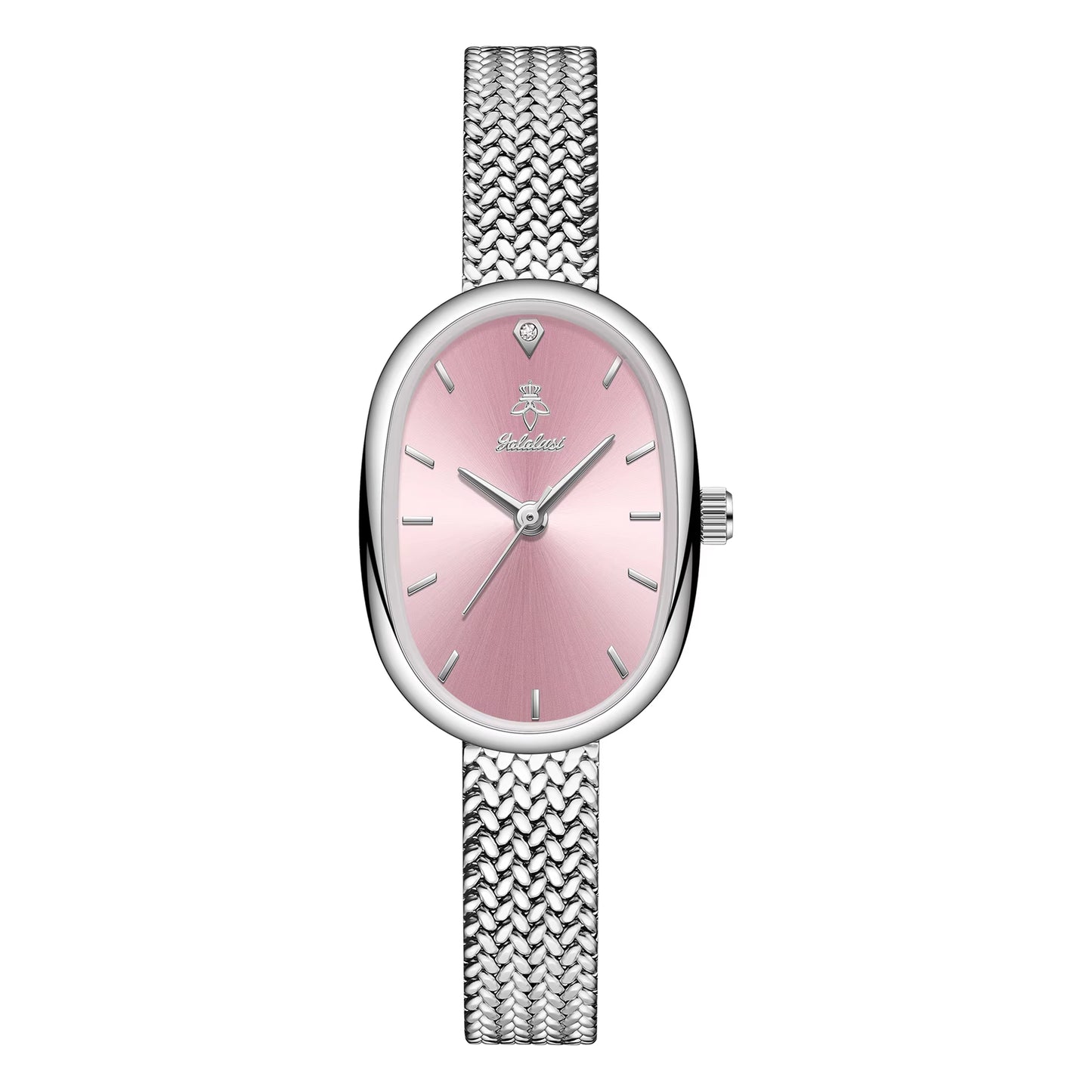 Brand Fashion Women'S Quartz Watch Slim Metal Woven Strap Women'S Watches Niche Trend Watches Gift Set