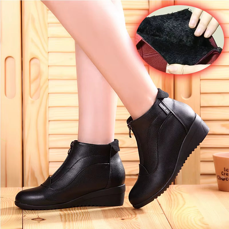 Winter Boots Women 2020 Women Snow Boots Wedge Heels Winter Shoes Women Warm Fur Casual Shoes Zip Women'S Shoes Botas Mujer