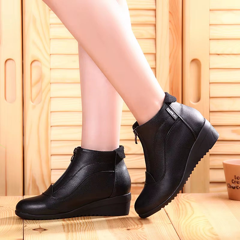 Winter Boots Women 2020 Women Snow Boots Wedge Heels Winter Shoes Women Warm Fur Casual Shoes Zip Women'S Shoes Botas Mujer