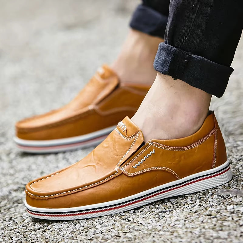 Men's Leather Casual Loafers - Breathable Moccasins for Parties and Driving