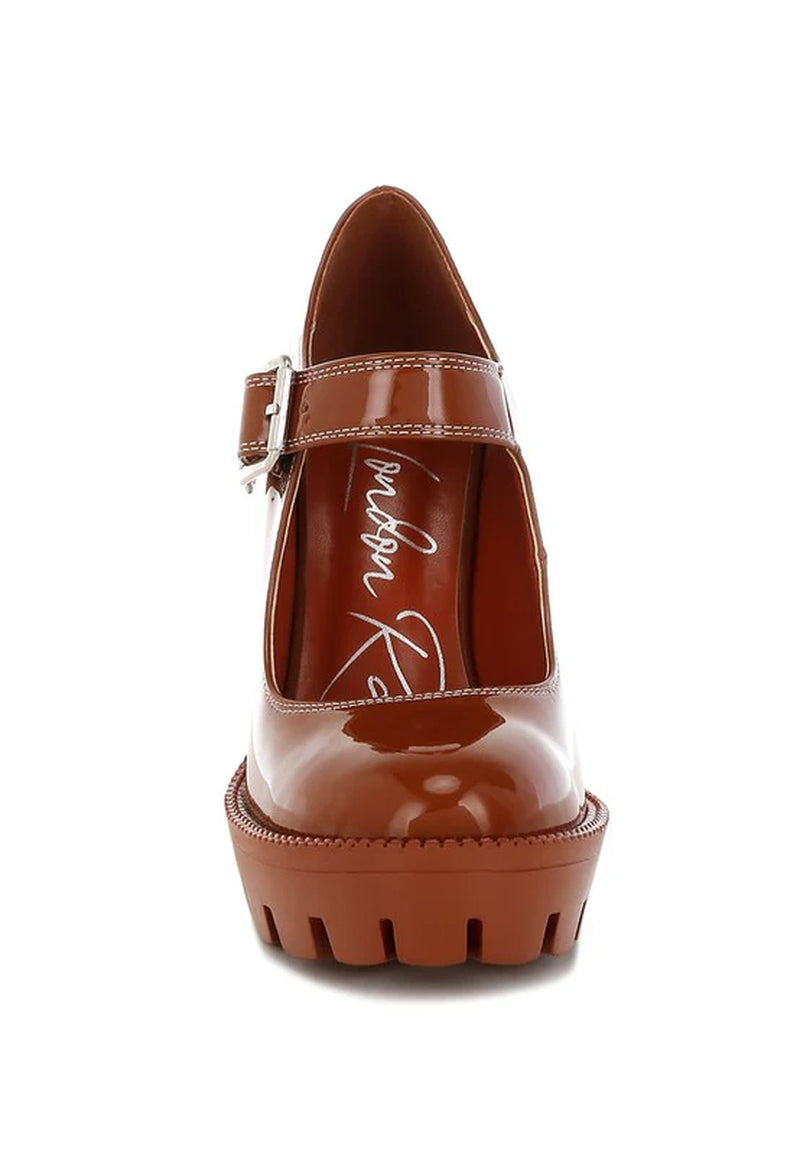 MILLENIAL BUG Patent High Heeled Mary Jane Shoes