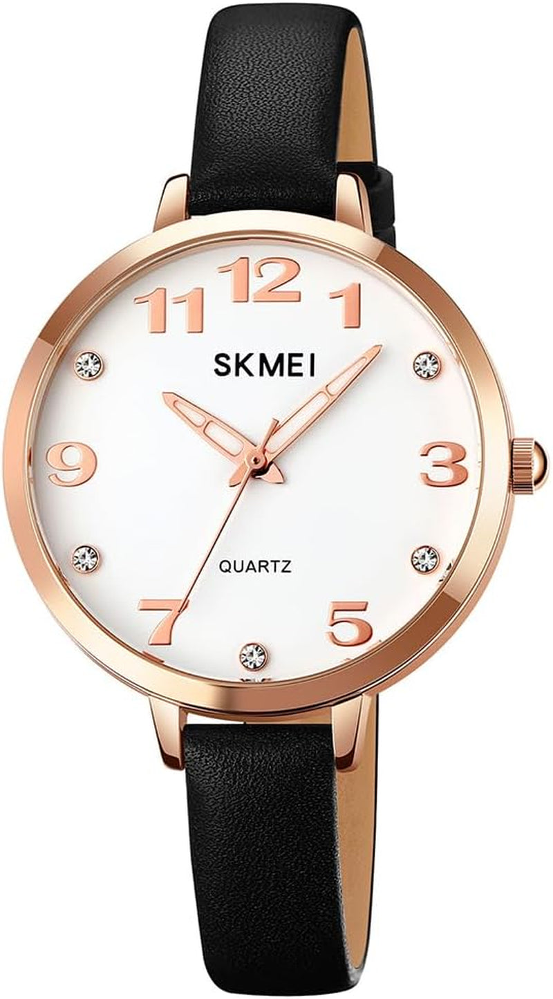 Watches for Women Ladies Leather Band Fashion Simple Light Minimalist Thin Easy Read Big Face Waterproof Casual Dress Girls Gifts Black Wrist Watch