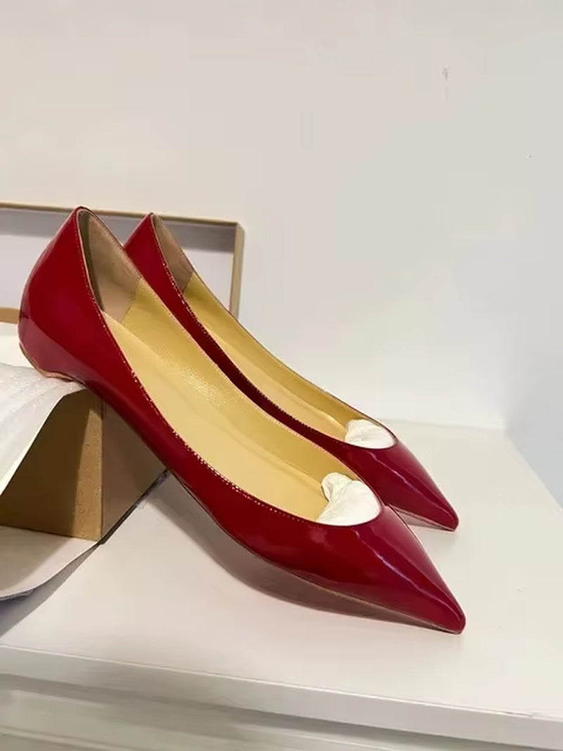 2025 Spring New Women'S Single Shoes High Quality Genuine Leather Women'S Shoes Sexy Party Women'S Shoes Wine Red Office Shoes