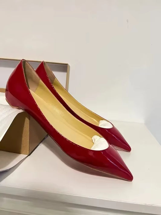 2025 Spring New Women'S Single Shoes High Quality Genuine Leather Women'S Shoes Sexy Party Women'S Shoes Wine Red Office Shoes