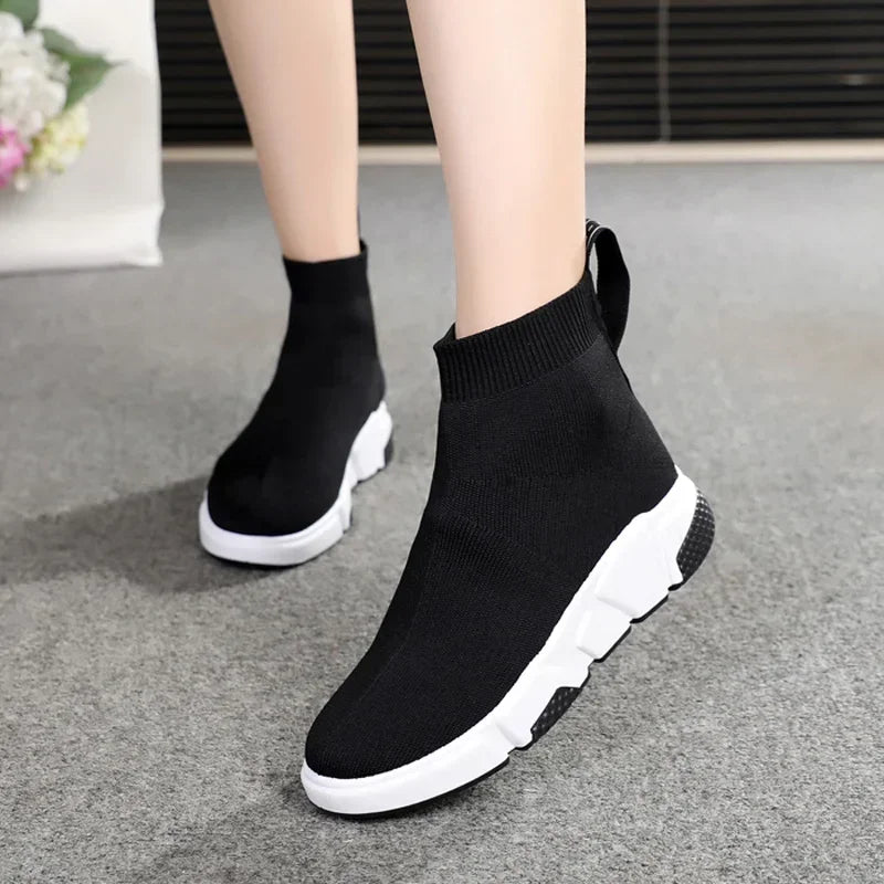 Thick Platform Shoes Women'S Breathable Weave Footwear Woman Kint Casual Shoes Spring Autumn Ladies outside Walk Vulcanize Shoe