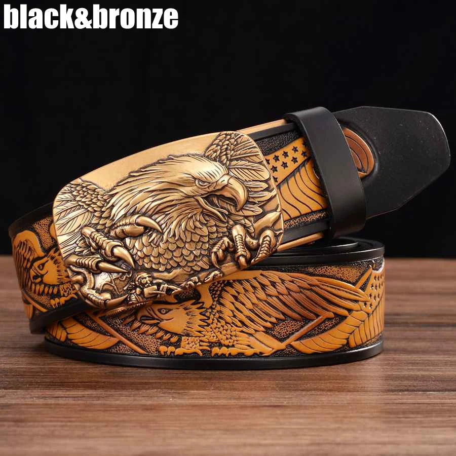 Genuine Leather Ratchet  Automatic Buckle Belt for Men