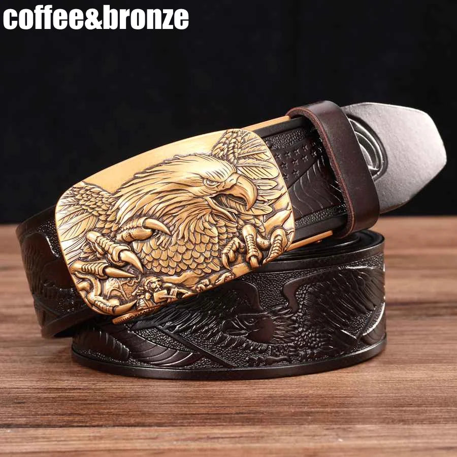 Genuine Leather Ratchet  Automatic Buckle Belt for Men