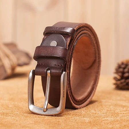 Genuine leather strap belt for men
