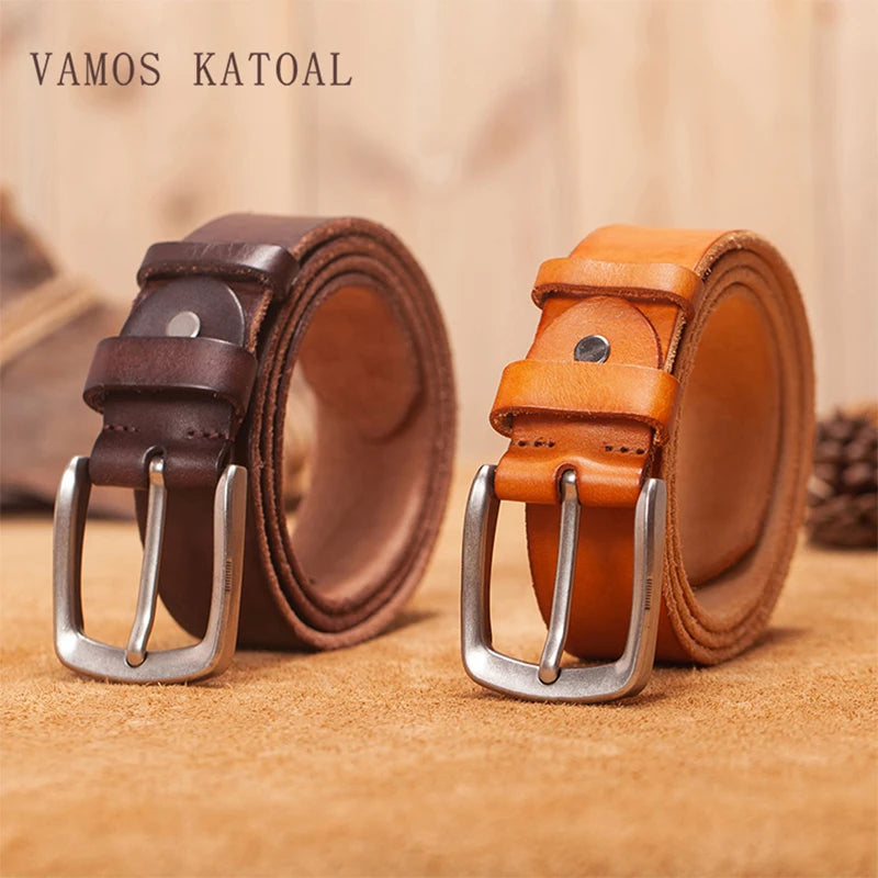 Genuine leather strap belt for men