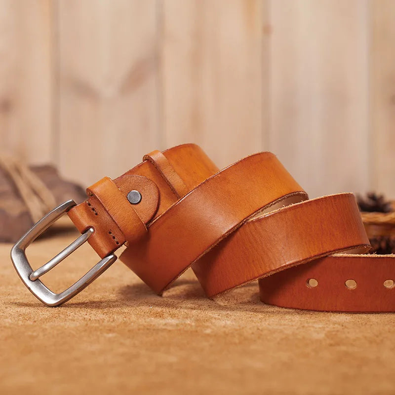 Genuine leather strap belt for men