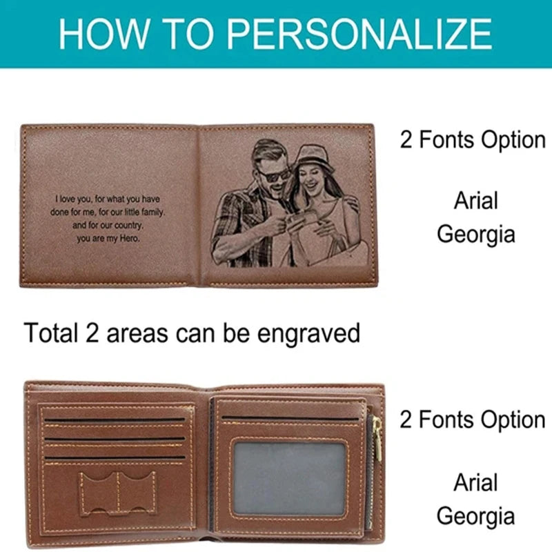 Engraved Customizable Picture wallets for men