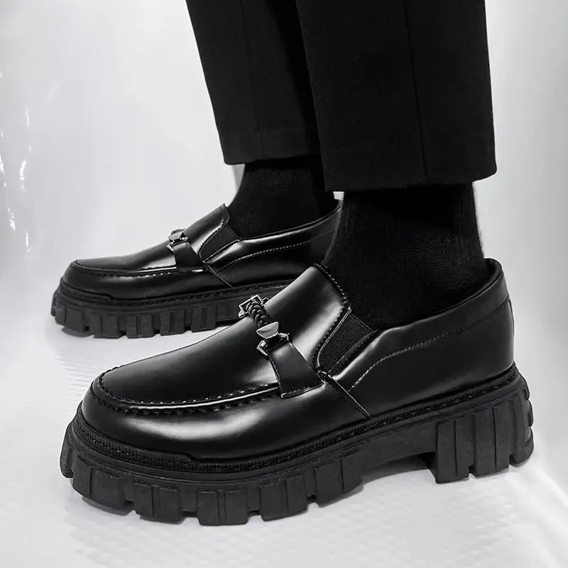 Business Leather Round Toe Height Increasing Platform Shoes for Men (Free Shipping)