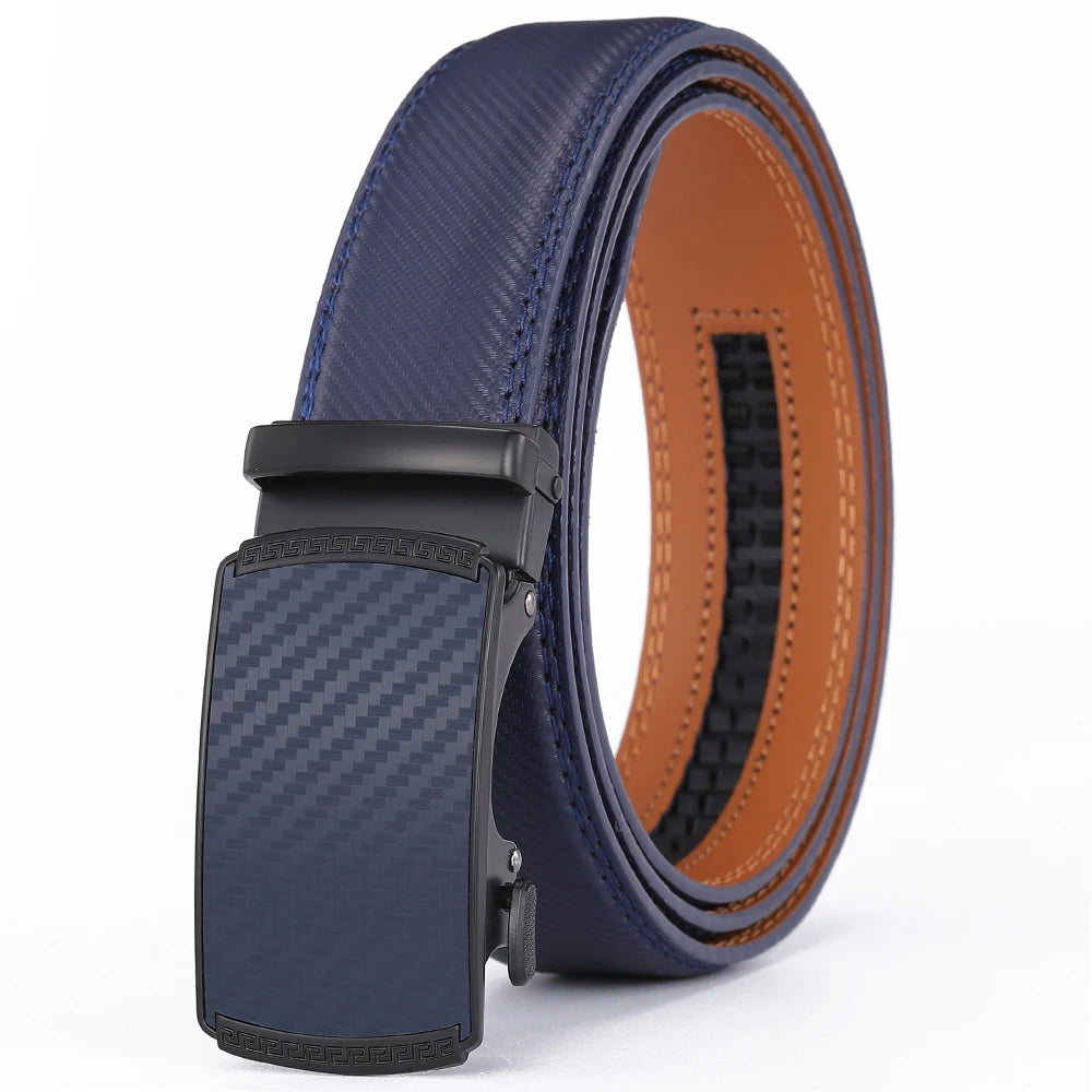 Leather Alloy Automatic Buckle Belt For Men