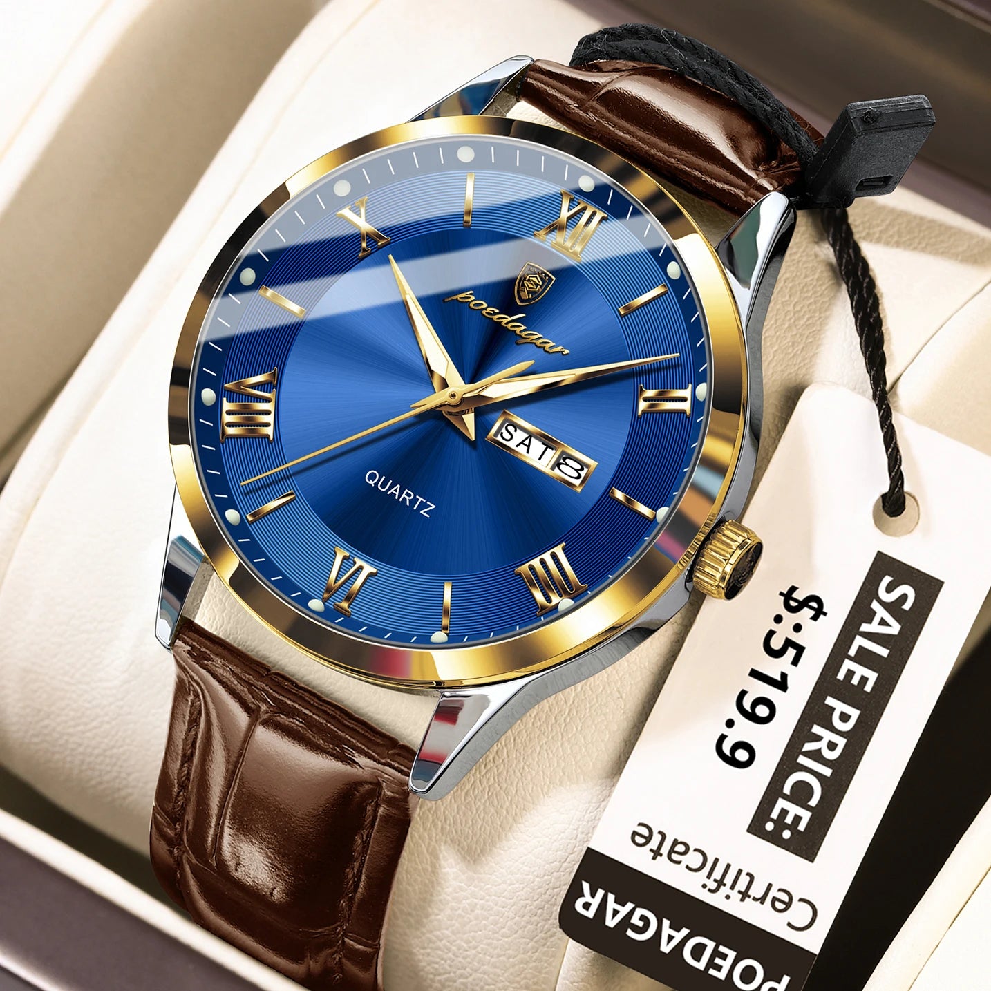 POEDAGAR Waterproof Luminous Watch For Men