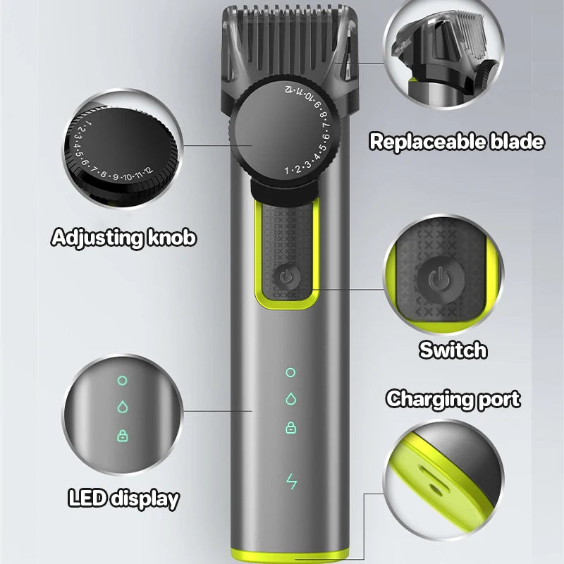 Beard Trimmer for Men (Adjustable Hair Clippers Electric, Cordless, Waterproof)