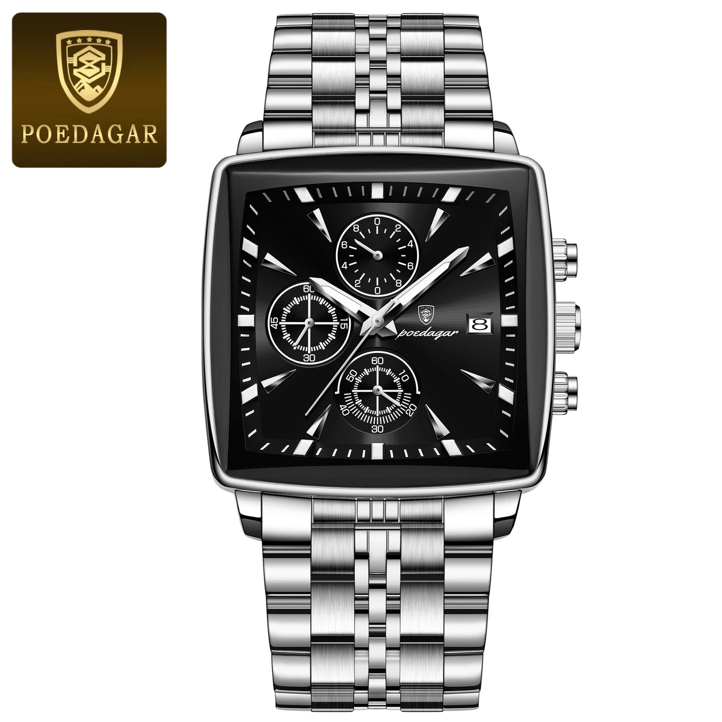 POEDAGAR Waterproof Luminous Chronograph Calendar Men's Wristwatch