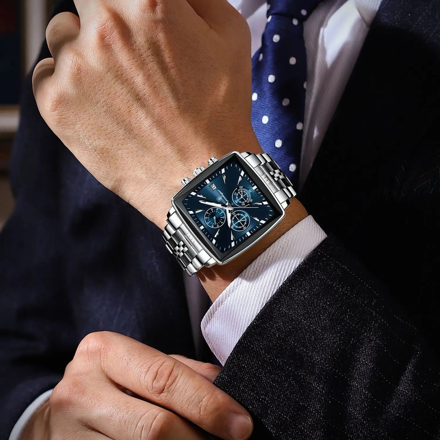 POEDAGAR Waterproof Luminous Chronograph Calendar Men's Wristwatch