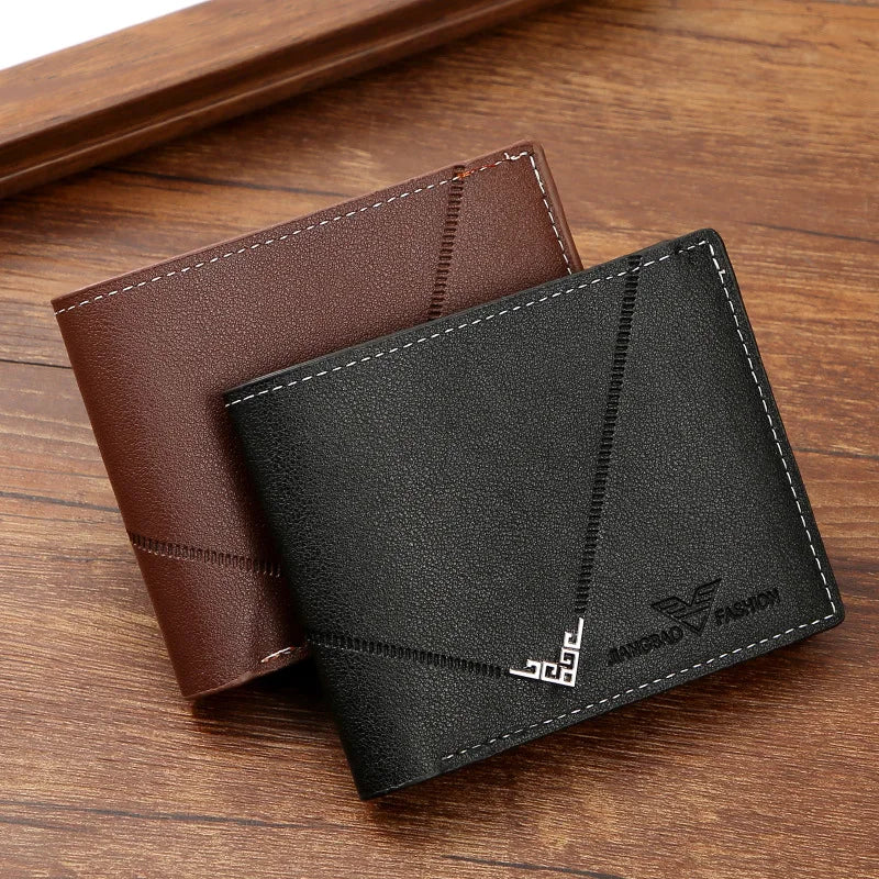 Men's Leather Casual Short Bifold Wallet