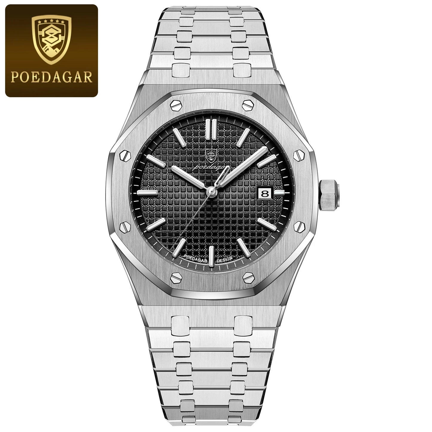 POEDAGAR Luminous Waterproof Stainless Steel Men's Wristwatch