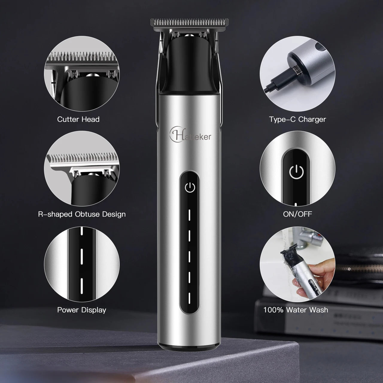 Hatteker Cordless USB Rechargeable Beard ,Hair Trimmer For Men