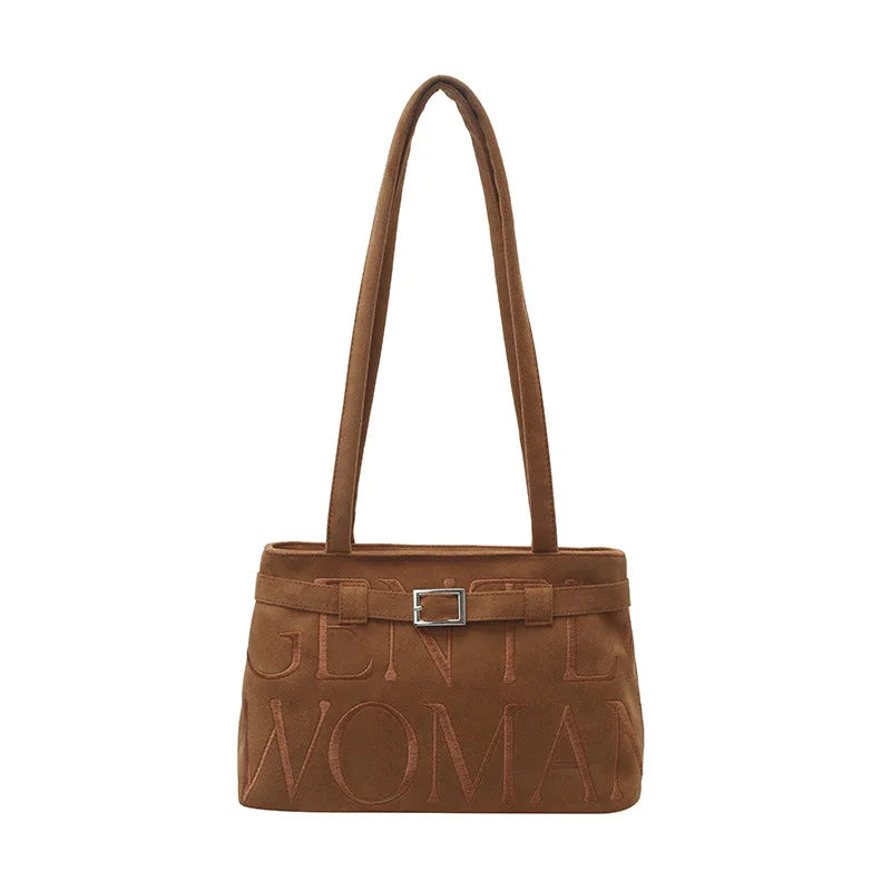 Women's  Leather-Velvet, Embroidered, Shoulder/Armpit, Versatile Euro-American Tote