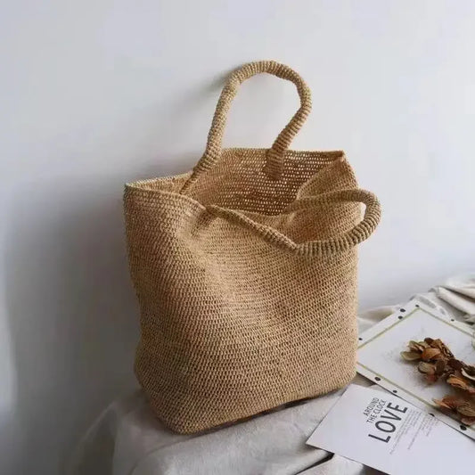 Women's Large Capacity  Shoulder Straw Beach Tote bag