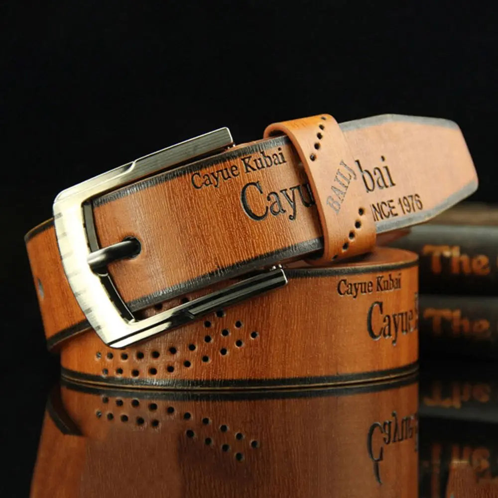 Leather Print Classic Buckle Business Leather Belts For Men
