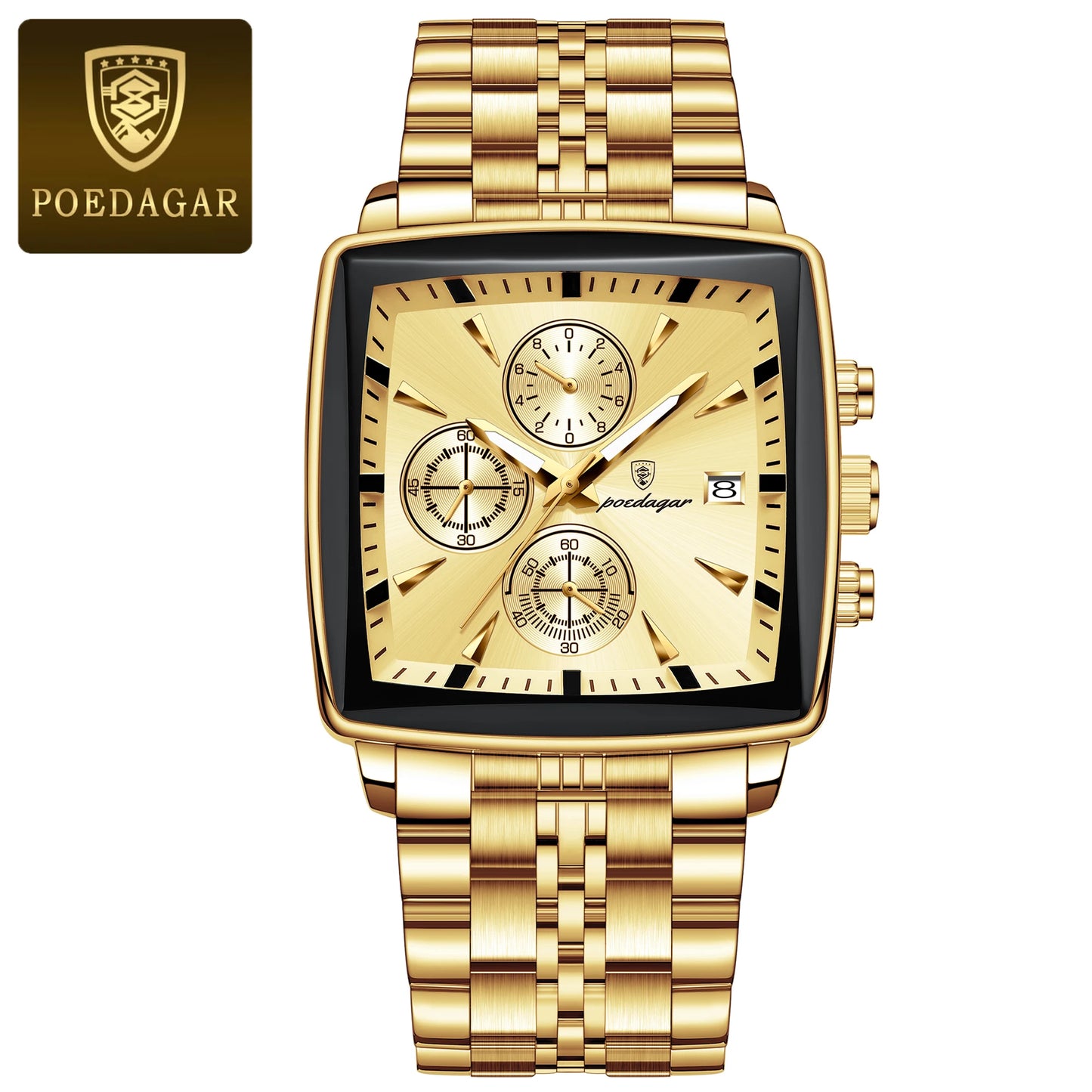 POEDAGAR Waterproof Luminous Chronograph Calendar Men's Wristwatch