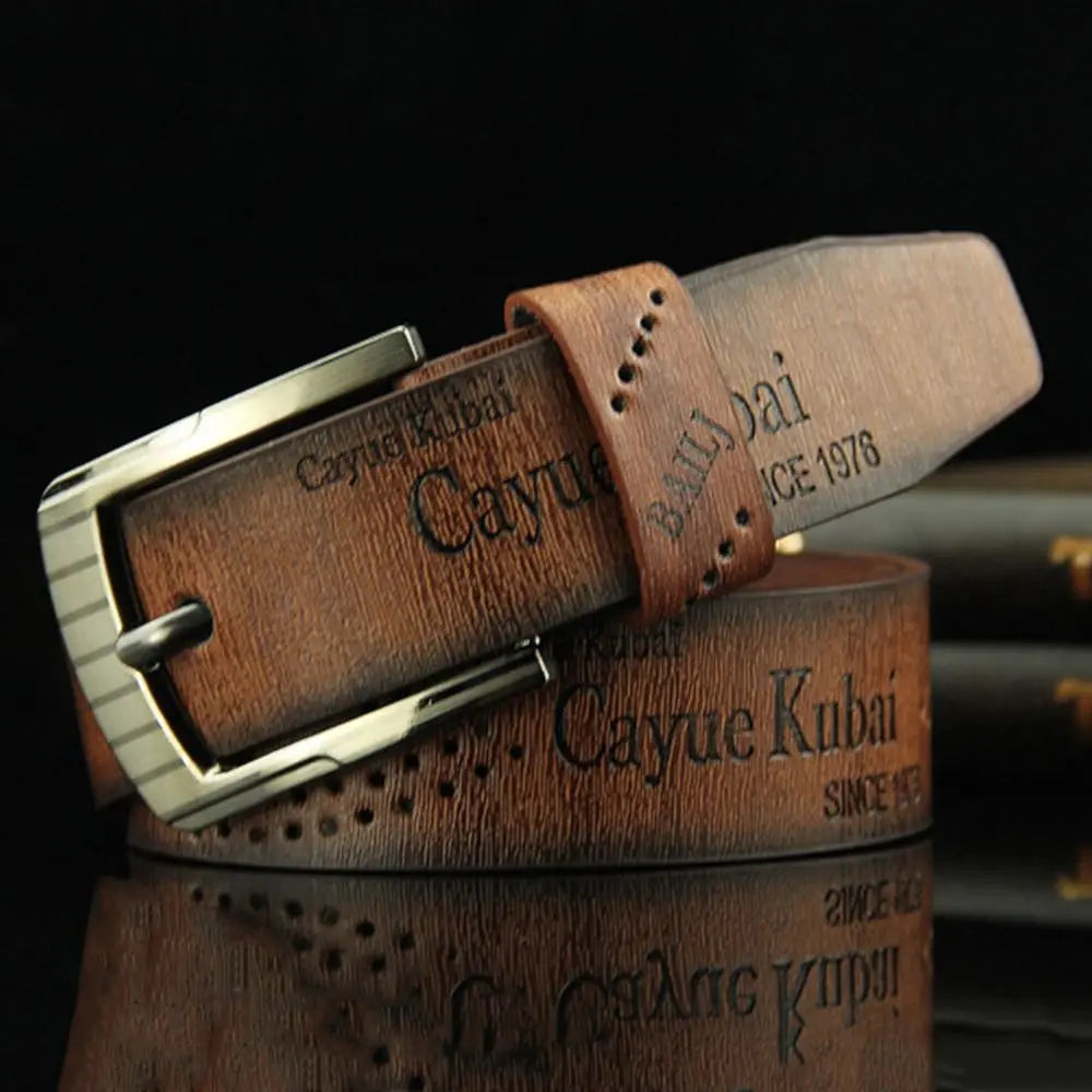 Leather Print Classic Buckle Business Leather Belts For Men