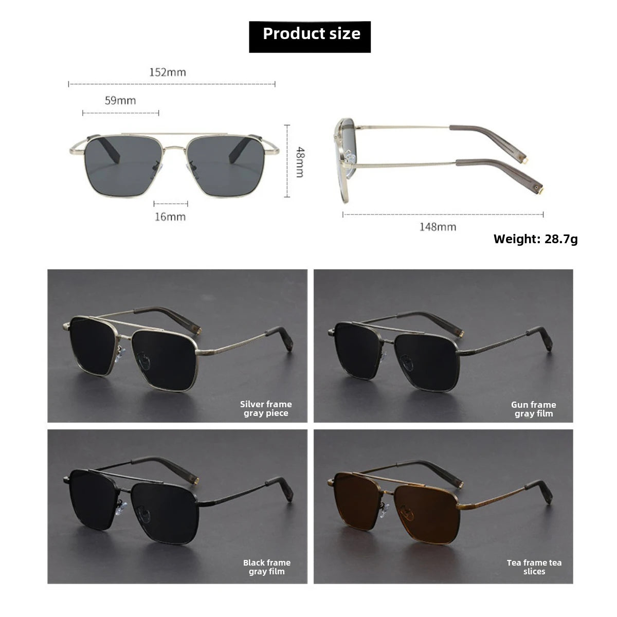 Men's Retro Sunglasses With  High Quality Metal Frame