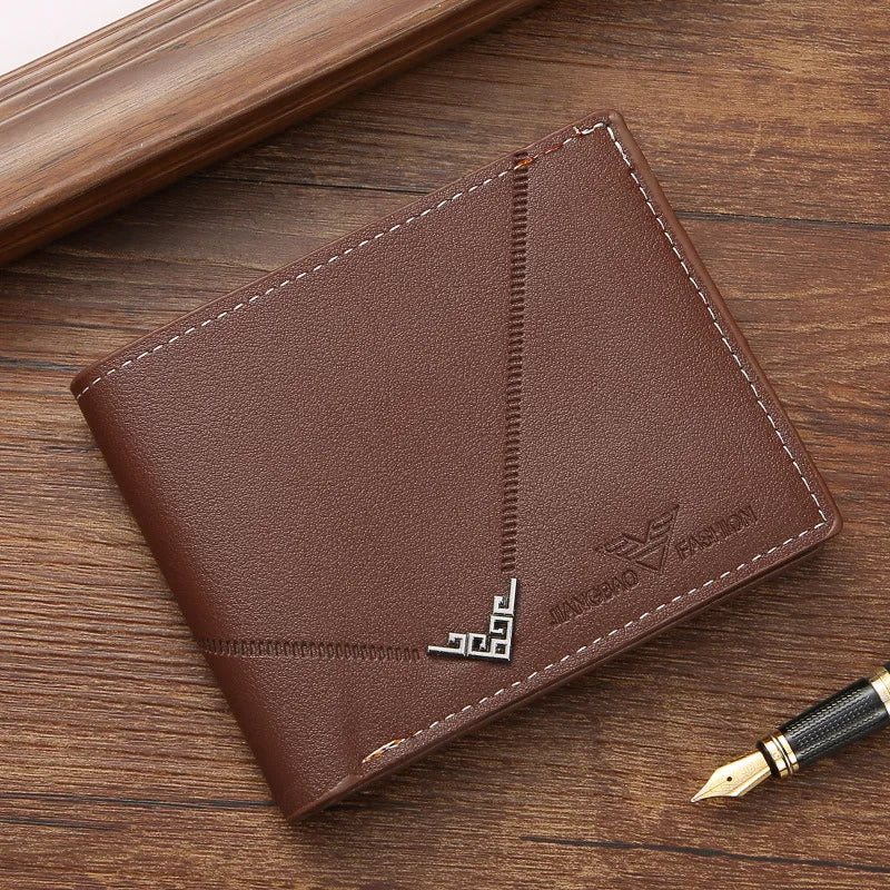Men's Leather Casual Short Bifold Wallet