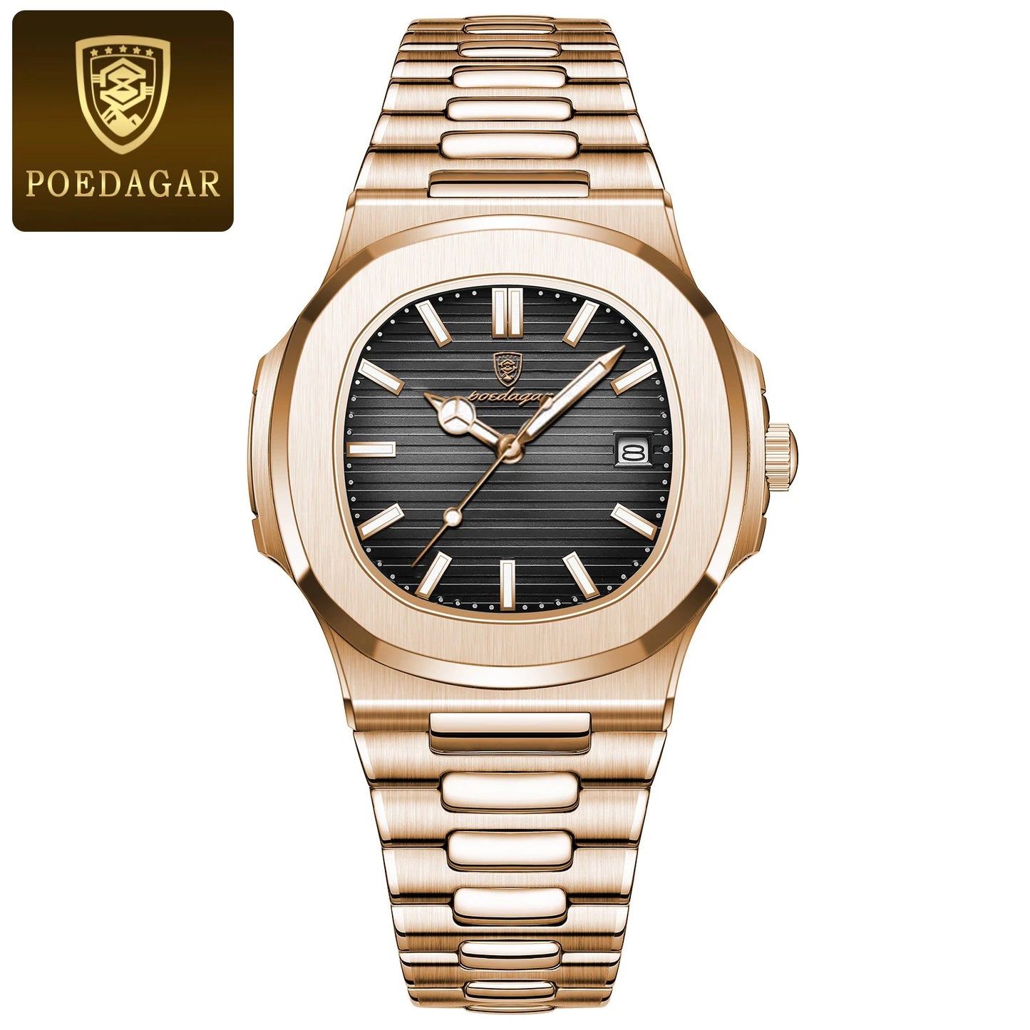 POEDAGAR Luxury Man Luminous Date, Leather, Waterproof Wristwatch For Men