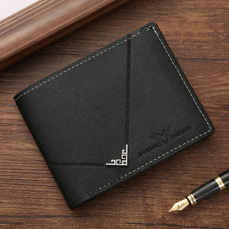 Men's Leather Casual Short Bifold Wallet