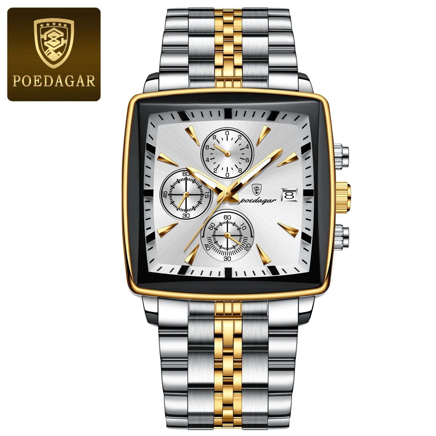 POEDAGAR Waterproof Luminous Chronograph Calendar Men's Wristwatch