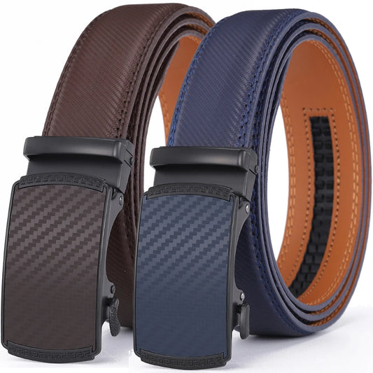 Leather Alloy Automatic Buckle Belt For Men